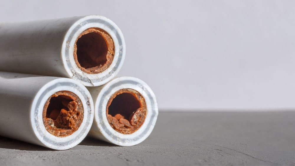 a pipe with severe pipe buildup inside