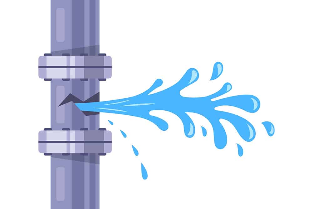 burst pipe vector illustration Sacramento, CA