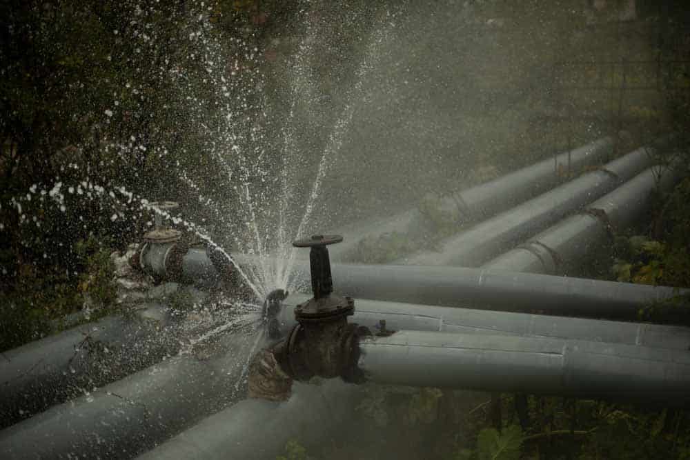 water pipe with crack or leak